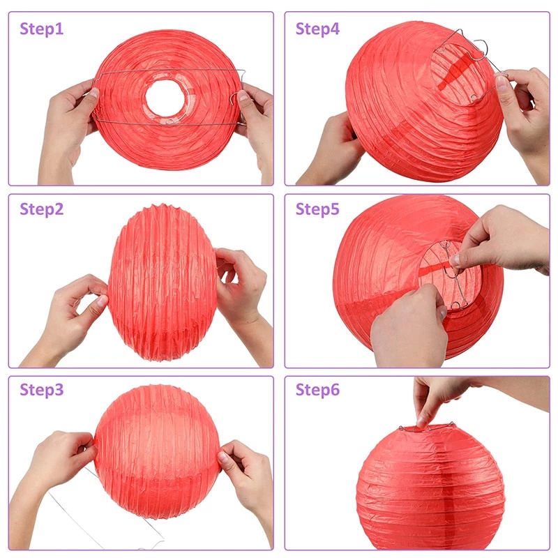 Lồng Đèn Giấy Hình Tròn 6 Inch Treo Trang Trí Tiệc Giáng Sinh / Lễ Hội Mùa Xuân Thu