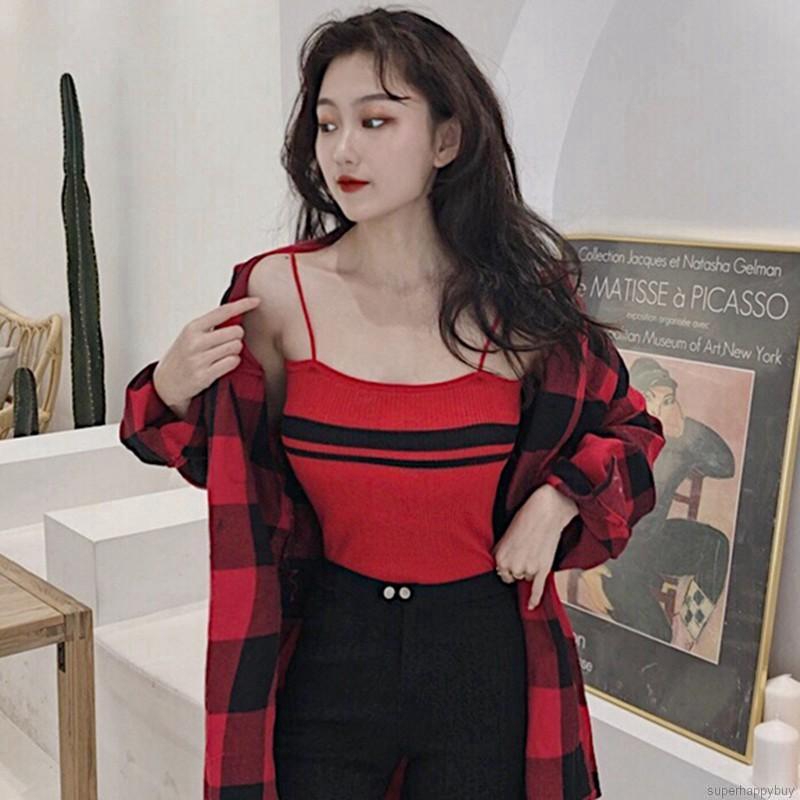 Áo Tank Top Dệt Kim Hoạ Tiết Kẻ Sọc Thiết Kế Quyến Rũ | BigBuy360 - bigbuy360.vn