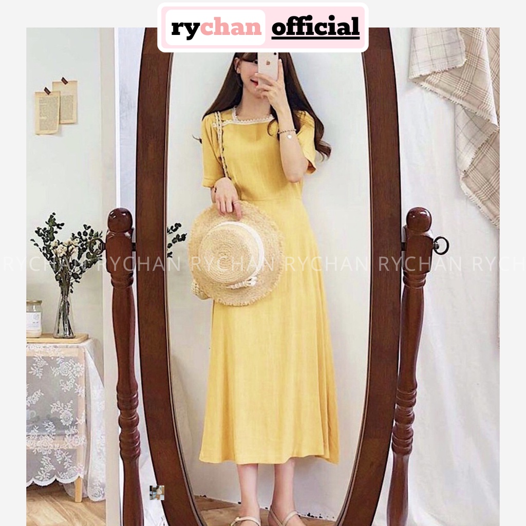 Đầm Maxi Xòe Cổ Vuông Dáng Dài 2 Màu - DM464