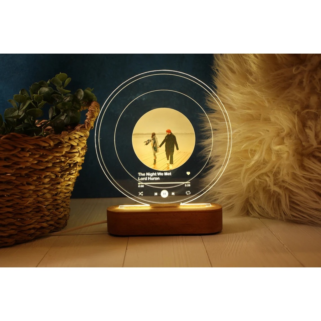 Đèn led 3D Thegioipuzzle thiết kế theo yêu cầu tặng sinh nhật hình tròn spotify