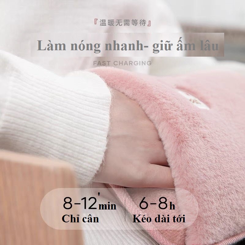 Túi sưởi bear nỉ bông cắm điện, chườm nóng giảm đau bụng hình gấu