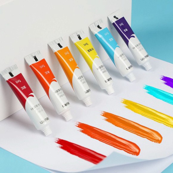 Màu nước Acrylic dạng tuýp 5ml Deli - 24 màu - 1 hộp - vẽ được trên nhiều bề mặt khác nhau, bộ sơn acr