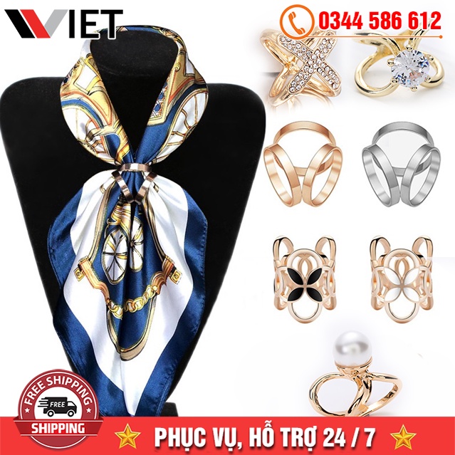 Khuy Cài Khăn Lụa Quàng Cổ, Nút Khóa Khăn Mạ Vàng - Bạc Mang Thời Thượng Hot Trend