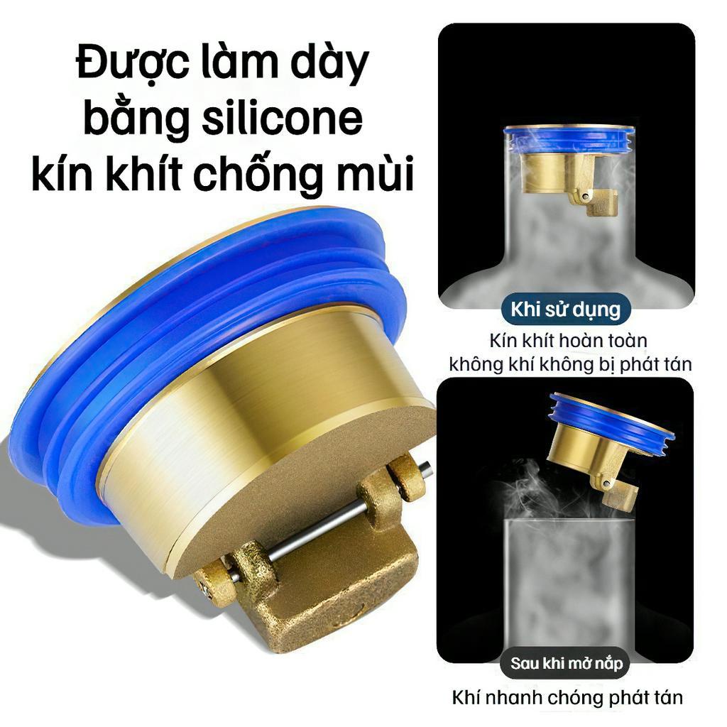 Nắp Đậy Cống Thoát Nước Sàn Nhà Tắm Chống Mùi Hôi Chống Côn Trùng Bằng Đồng