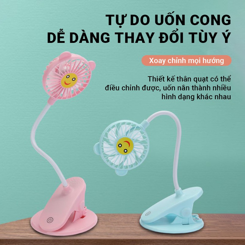 Quạt kẹp để bàn Cát Thái P8 công suất 4.5W 3 mức sức gió xoay chỉnh 720 độ mọi hướng cổng sạc Micro sức gió lớn nhỏ gọn