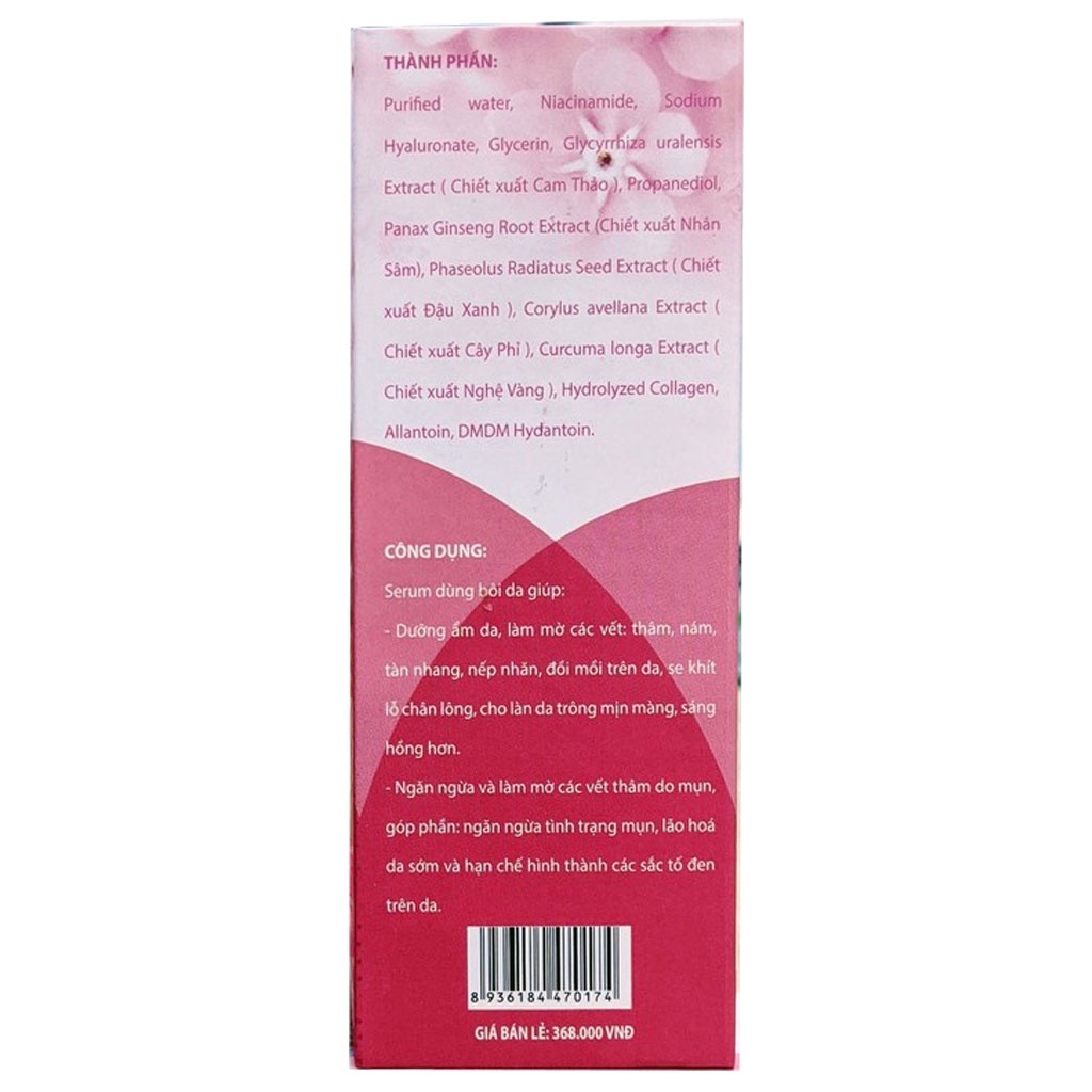 Serum Collagen Sáng Đẹp Da Hoa Viên, dưỡng ẩm da, làm mờ các vết thâm, nám (chai 30ml)