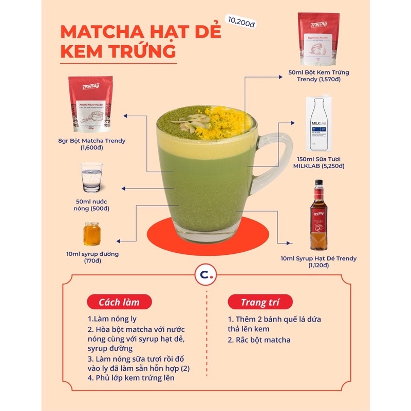 Bột kem trứng Trendy tách lẻ 50g (tách từ gói 1kg)-Nguyên liệu pha chế