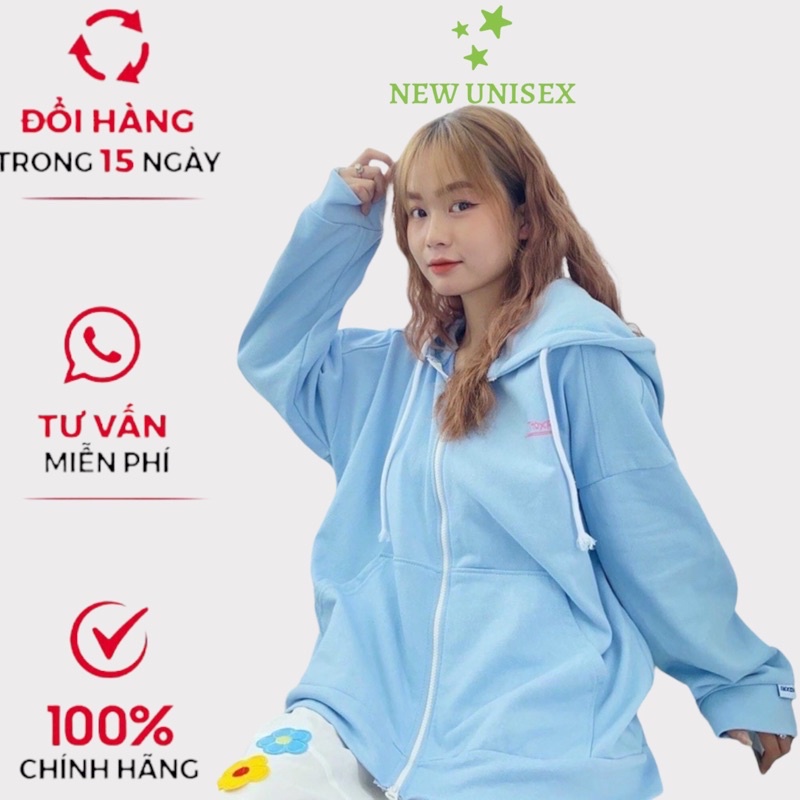 Áo khoác nữ Hoodie form rộng Khóa Dây Kéo Chất Liệu Thun NỈ Ngoại In Chữ THOXRI TP5 [NewUnisex]