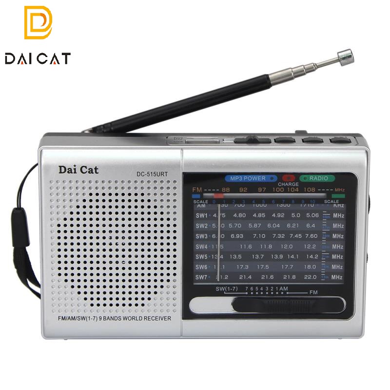 Đài Radio Fm Sw Nghe nhạc - 515 DAICAT Kèm 1 pin sạc