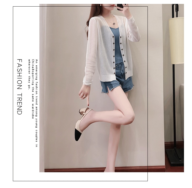 Áo Khoác Cardigan Dệt Kim Tay Dài Dáng Rộng Chống Nắng Cho Phái Nữ