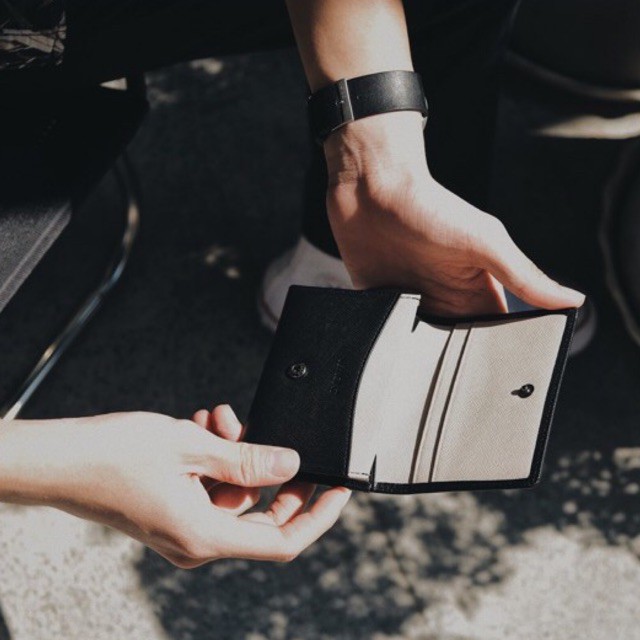 VÍ MINI TINY LEMONT DA THẬT ĐEN - KEM | BigBuy360 - bigbuy360.vn