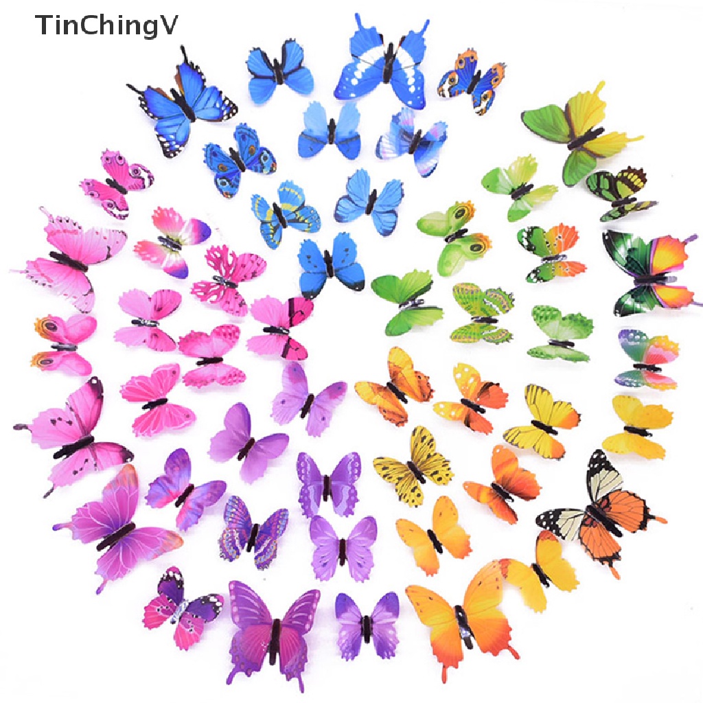 Set 12 Bươm Bướm Dạ Quang Dán Tường Trang Trí Nghệ Thuật