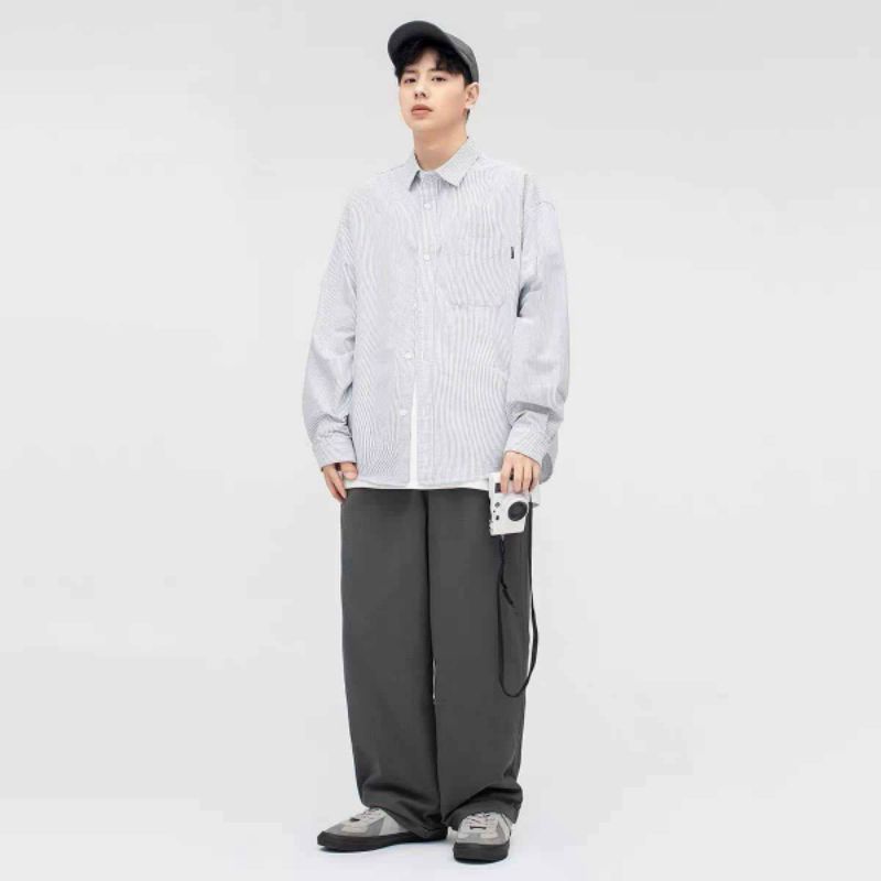 Quần baggy kaki xịn Lưng thun nam nữ Ulzzang ống rộng dáng suông hot - kiểu Quần basic trơn bụi nhiều màu nhiều size