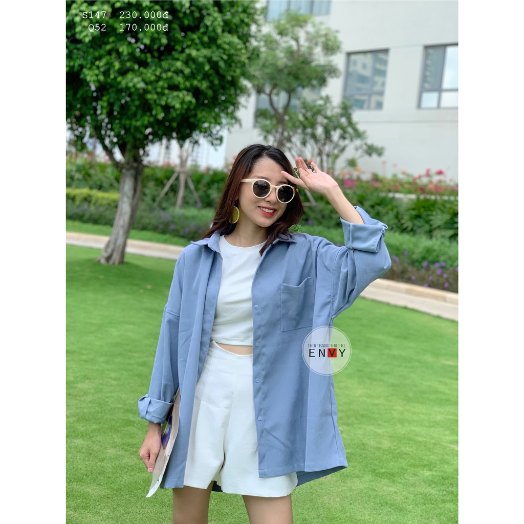 Áo Sơ Mi Khoác Kaki ENVY - S147. Áo sơ mi nhung tăm trơn form rộng khoác ngoài.