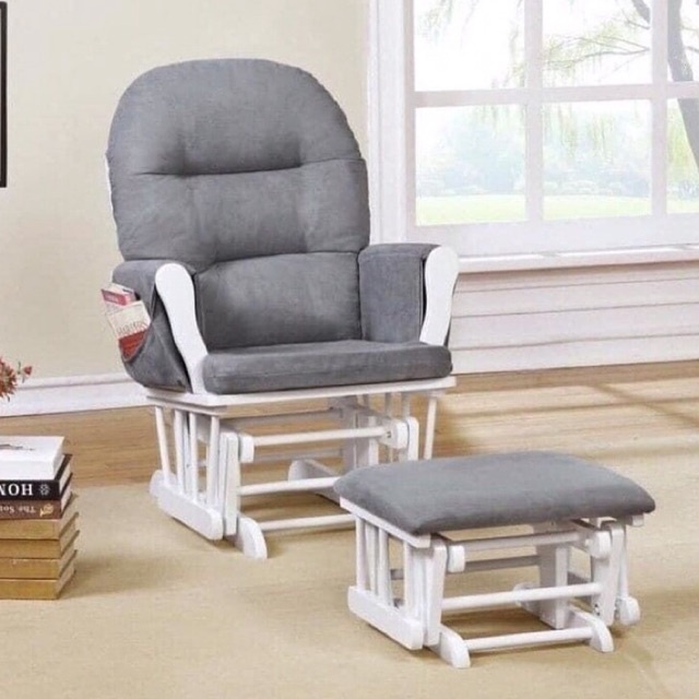 Ghế lắc lư xuất Mỹ, ghế thư giãn đọc sách khung gỗ anh đào tự nhiên
