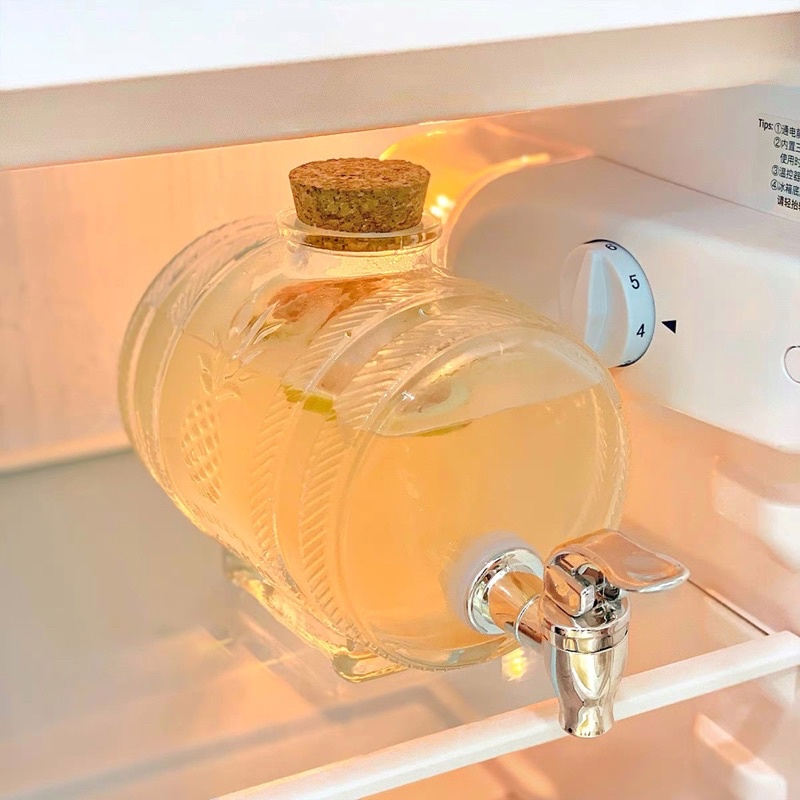 Bình nước hoa quả, bình trà thuỷ tinh có vòi dung tích 1 lít - Décor nhà Sò