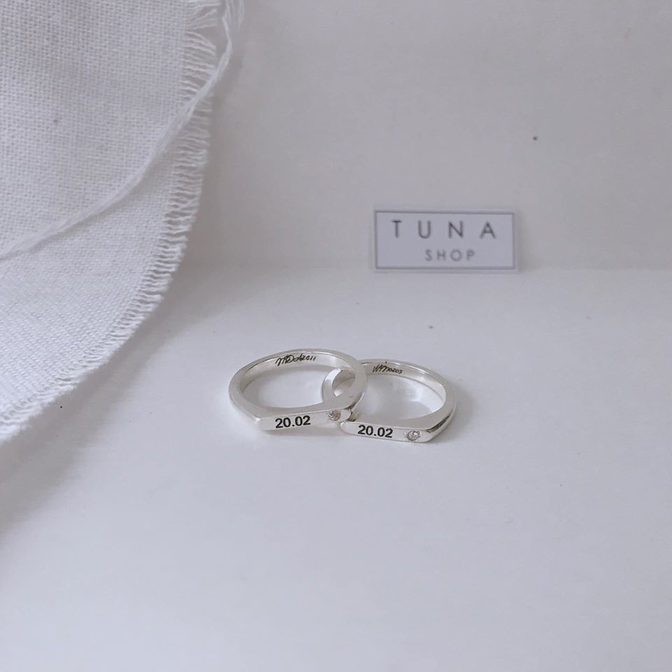 Nhẫn Bạc đôi hàng thiết kế khắc tên khắc chũ, Nhẫn Bạc đôi tình yêu thiết kế theo yêu cầu bằng bạc cao cấp TUNASILVER