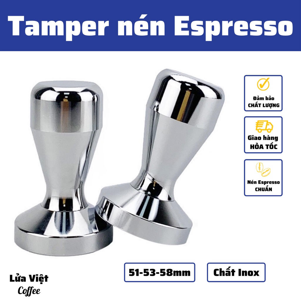 Tamper Dụng Cụ nén cà phê Espresso OCD cao cấp Inox 304 đường kính 49-51-53-58mm trọng lượng lên tới 700g bảo hành 1 năm