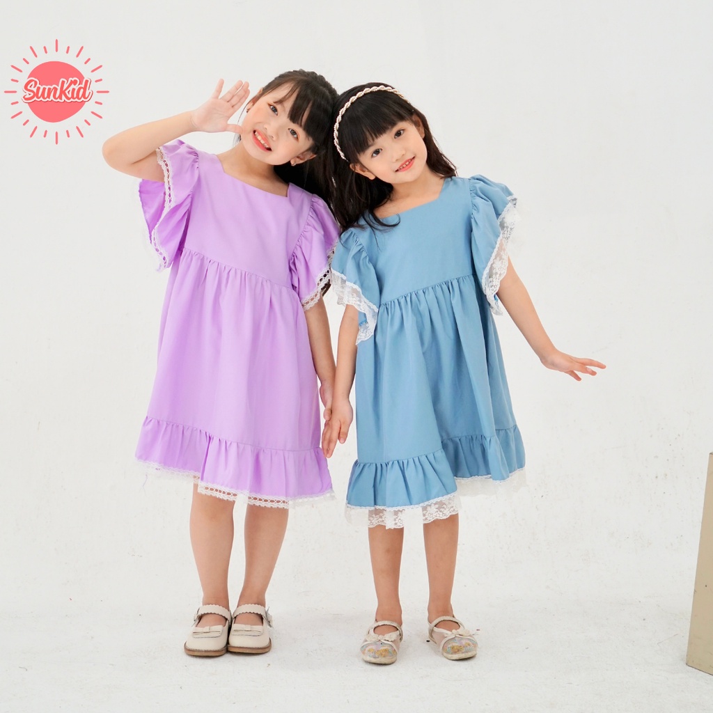 Váy đầm bé gái dáng suông chất vải trượt nhật cao cấp mùa hè Sunkid size 4-12 tuổi BST199