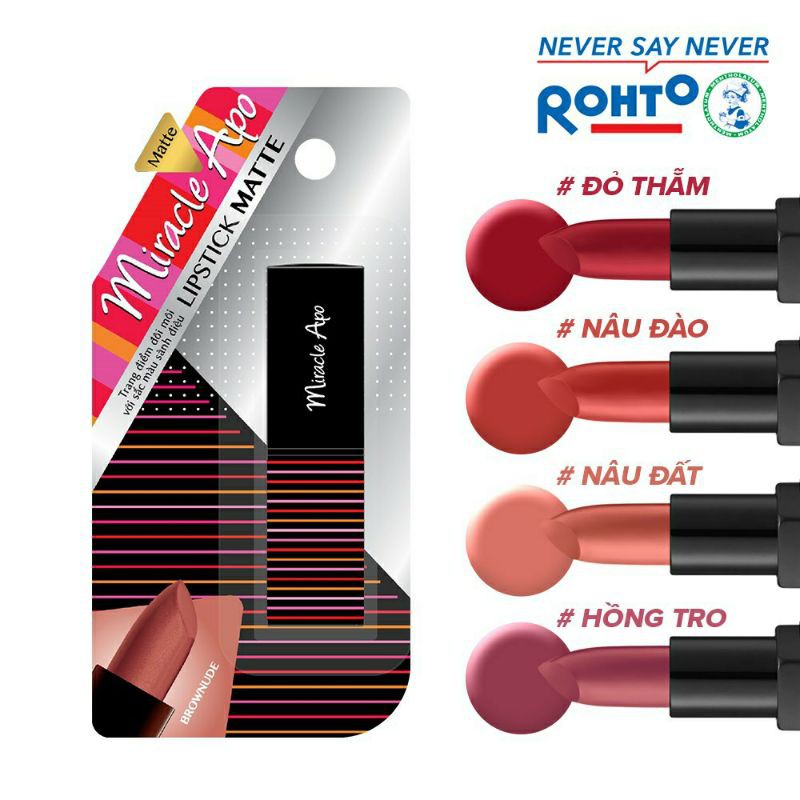 Son thỏi lì Miracle Apo Lipstick Matte 4g