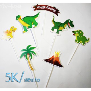 Thẻ khủng long trang trí bánh kem