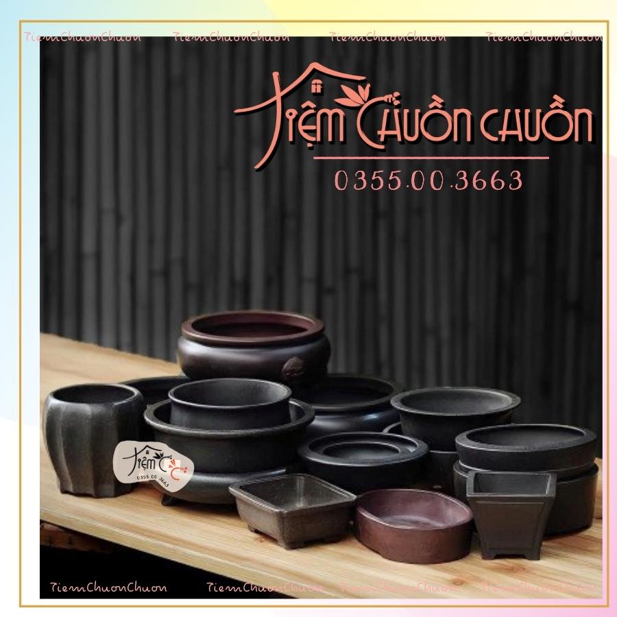 Chậu Sứ Gốm Đất Nung Men Hắc Nhiều Dáng Đẹp Trồng sen đá đẹp tiemchuonchuon  tiệm chuồn chuồn - Gốm sứ Bát Tràng