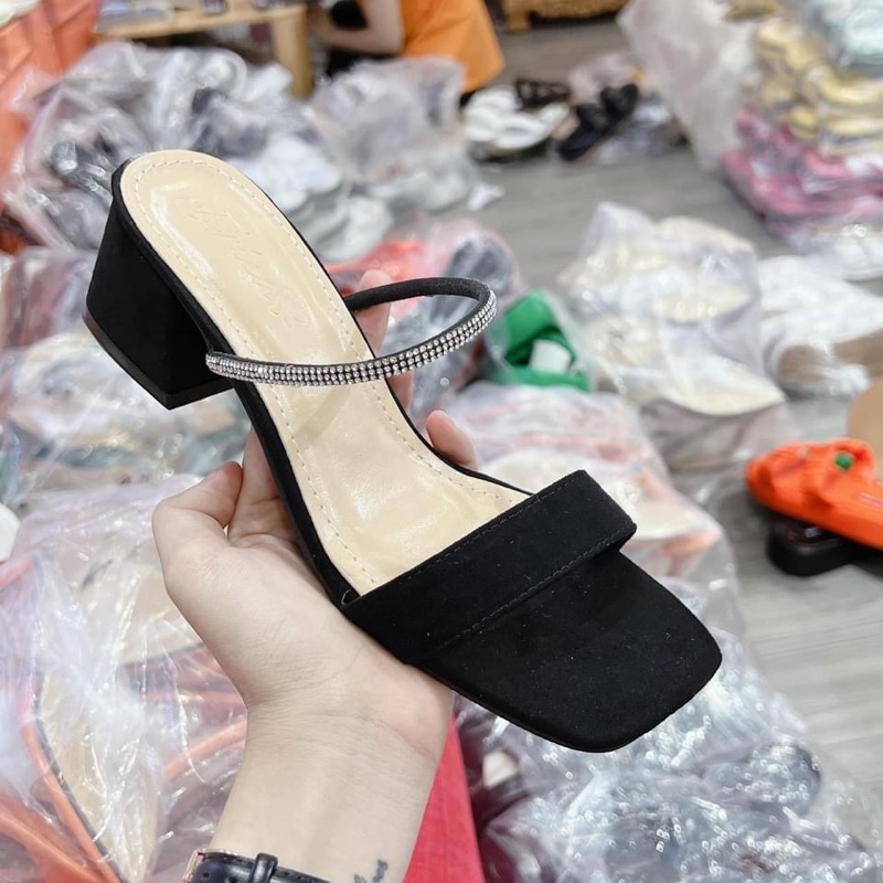 Cao Gót quai ngang đính đá cao 7 phân dễ phối đồ