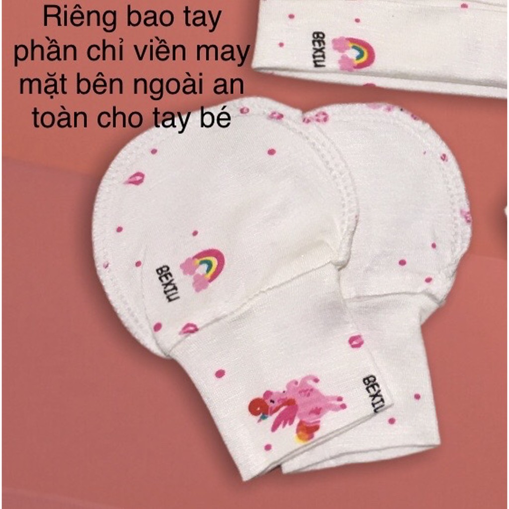 Combo bao tay bao chân mũ sơ sinh cho bé Bexiu Bé xíu