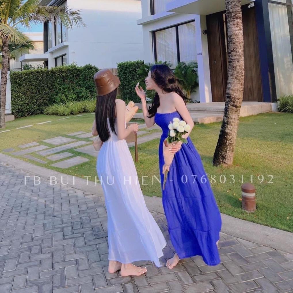 Đầm Maxi Du Lịch Cúp Ngưc Dập Ly Bo Chun Cao Cấp