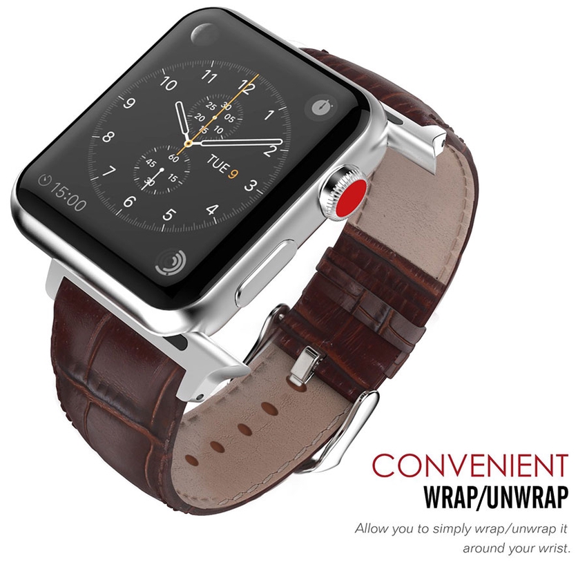 Sale 70% Dây đeo da thay thế cho Apple Watch Series 5 4 3 2 1 màu trơn đơn giản,  Giá gốc 137,000 đ - 24C29