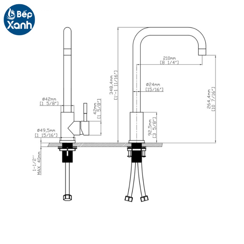 [FREESHIP HCM] Vòi Rửa Chén Nóng Lạnh Ecalite EF-K128S - Màu Inox
