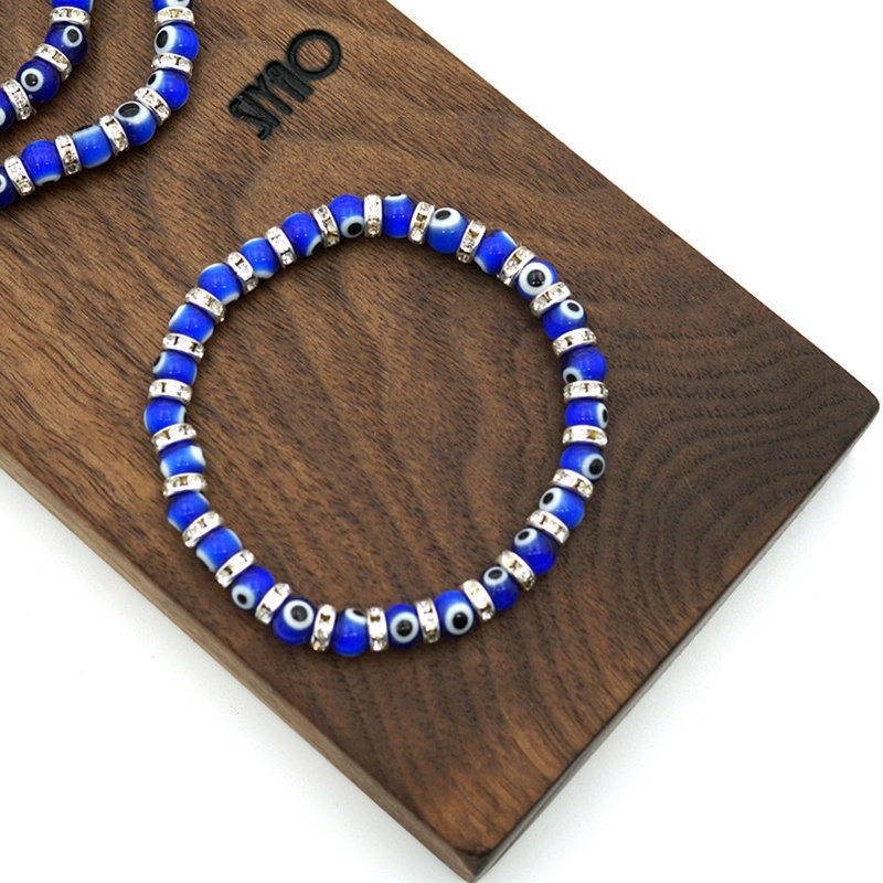 Vòng Tay Hạt Mắt Quỷ Thổ Nhĩ Kỳ Bằng Kính Murano Màu Xanh Dương Cho Nữ