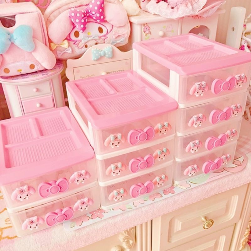 Hộp đựng đồ dùng cá nhân/ mỹ phẩm nhiều ngăn hình melody xinh xắn