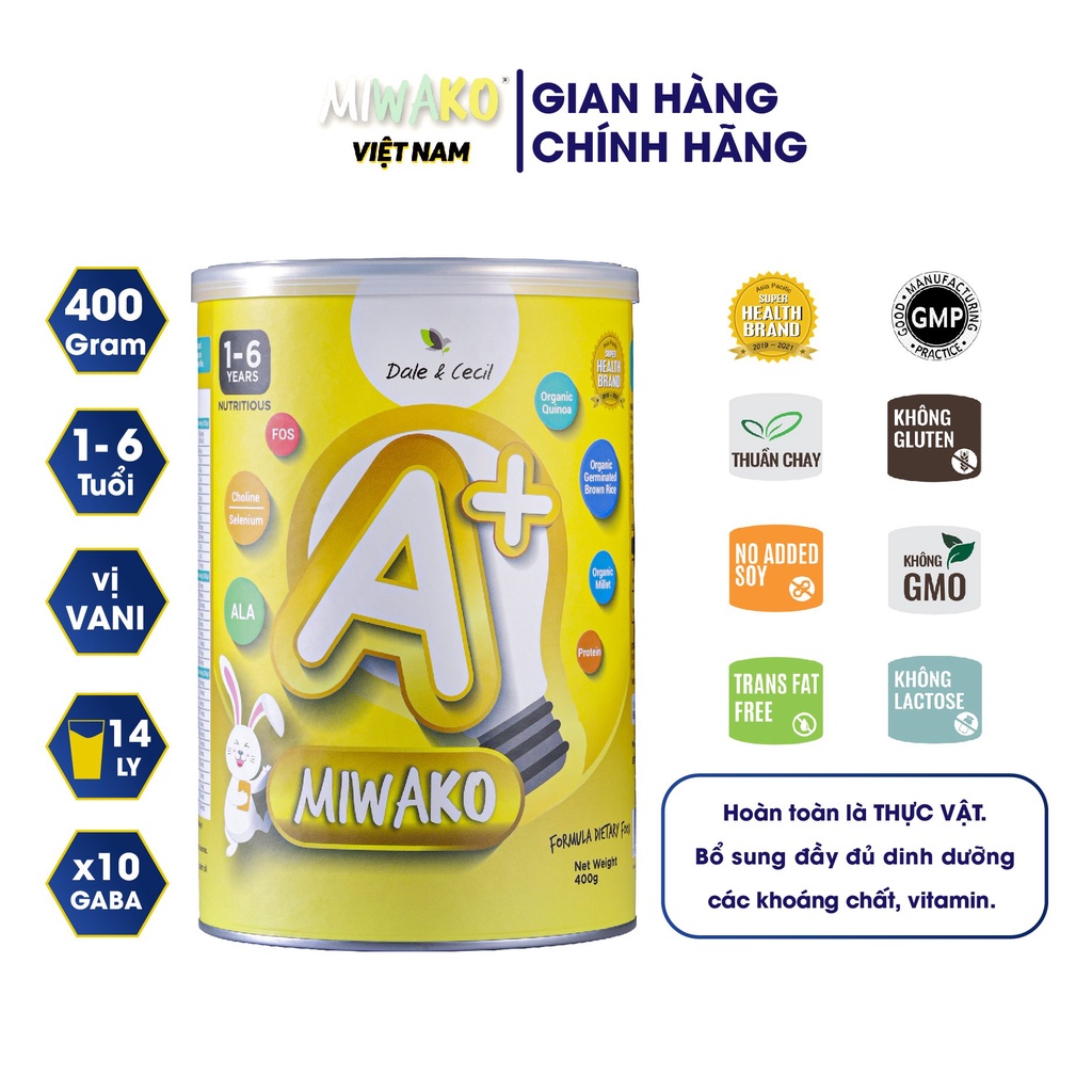 Sữa Công Thức Thực Vật Hữu Cơ Miwako A+ 400g x 1 Hộp - Miwako Official Store