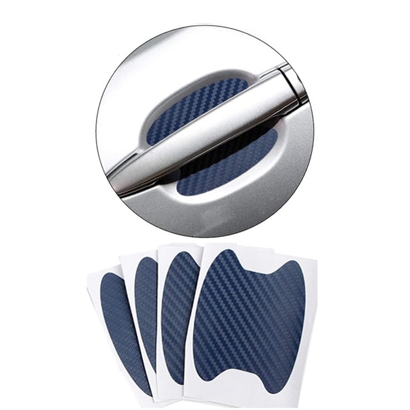 Miếng dán tay nắm cửa 4 cái , Tấm bảo vệ cốc cửa chống xước bằng sợi Carbon , Phù hợp với hầu hết các tay nắm ô tô 6.8X8.5cm