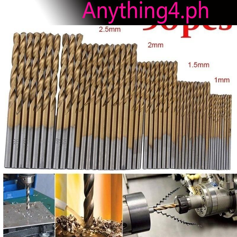 Bộ 50 mũi khoan thép gió bọc titanium kích thước 1/ 1.5/ 2/ 2.5/3