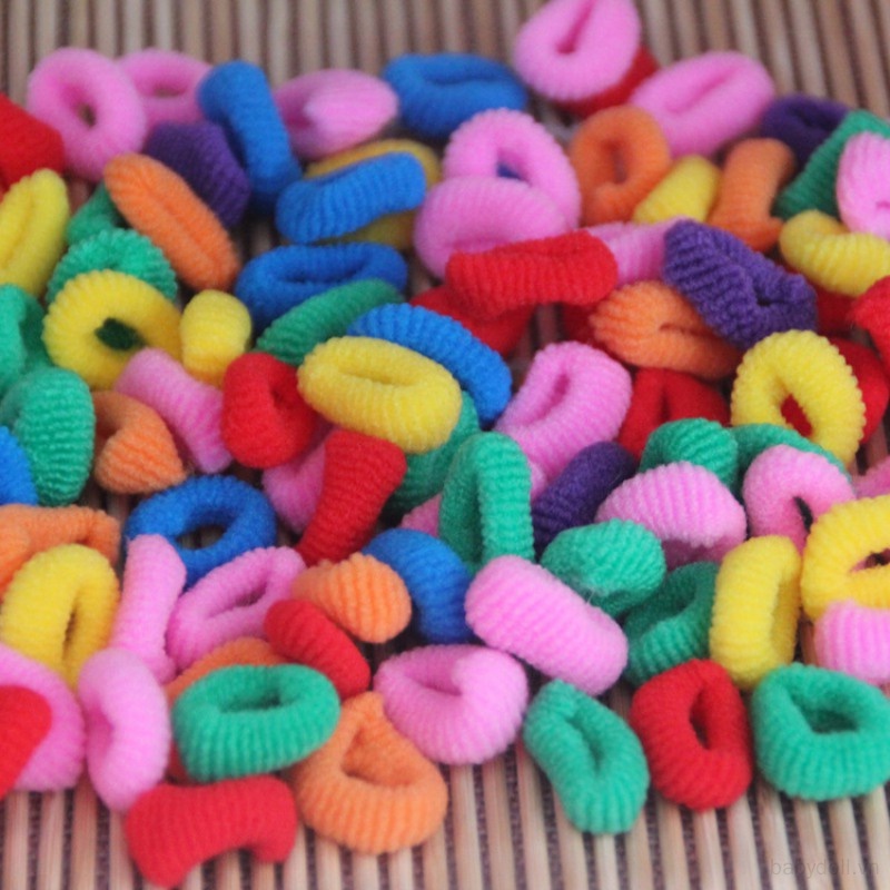 Set 100 Dây Cột Tóc Co Giãn Nhiều Màu Sắc