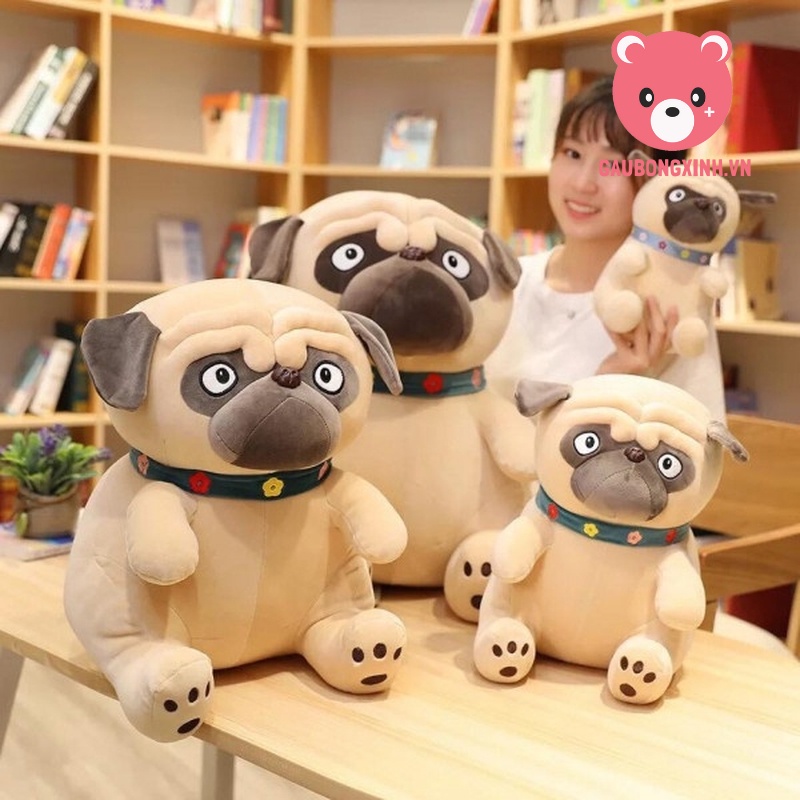 Gấu Bông Chó Mặt Nhăn Siêu CUTE, Thú nhồi bông chó PUG đáng yêu, gối ôm cho bé hàng cao cấp