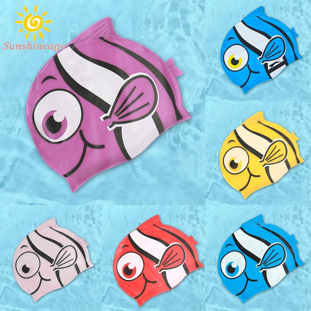Mũ Bơi Bảo Vệ Tai Chống Thấm Nước In Hoạt Hình Dễ Thương Cho Bé