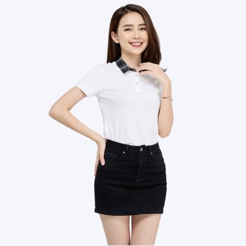 Áo thun POLO nữ YODY phông tay ngắn, cổ bẻ kẻ sọc, vải cotton, xuất xịn, form trẻ trung thanh lịch APN4386