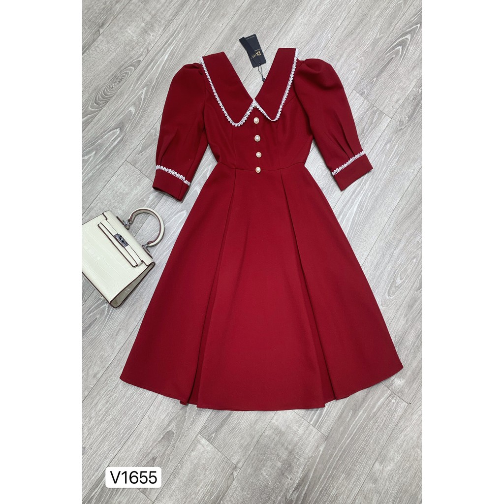 Váy xòe đỏ tay lỡ V1655 - ĐẸP SHOP DVC ( Ảnh mẫu và ảnh trải sàn do shop tự chụp ) | BigBuy360 - bigbuy360.vn
