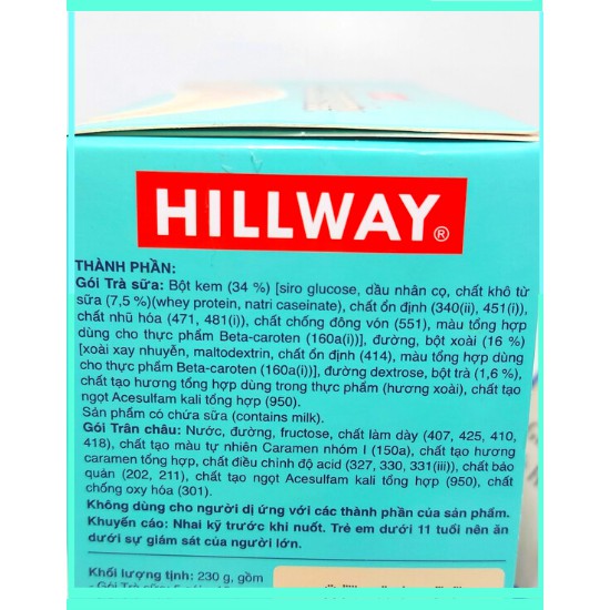 Trà sữa trân châu Hillway hộp: Vị Truyền Thống 260g, Vị Xoài 230g