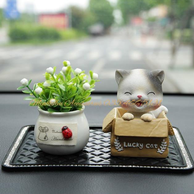 Trang trí ô tô Decor mèo lucky cat dễ thương trang trí taplo ô tô