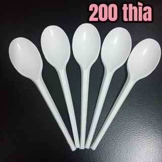 Set 200 muỗng nhựa - thìa nhựa trắng cao cấp cho quán trà sữa, quán ăn