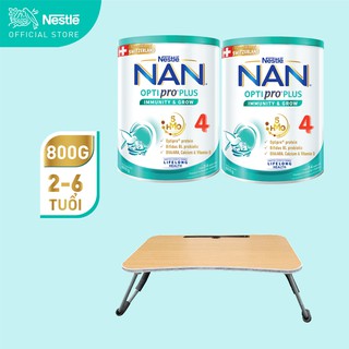 Tặng bàn học gấp gọn Bộ 2 lon Sữa bột Nestlé NAN OPTIPRO PLUS 4 800g lon