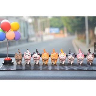 Set 9 mèo đi bộ dễ thương trang trí bàn làm việc, bàn học, tủ sách trang trí ô tô