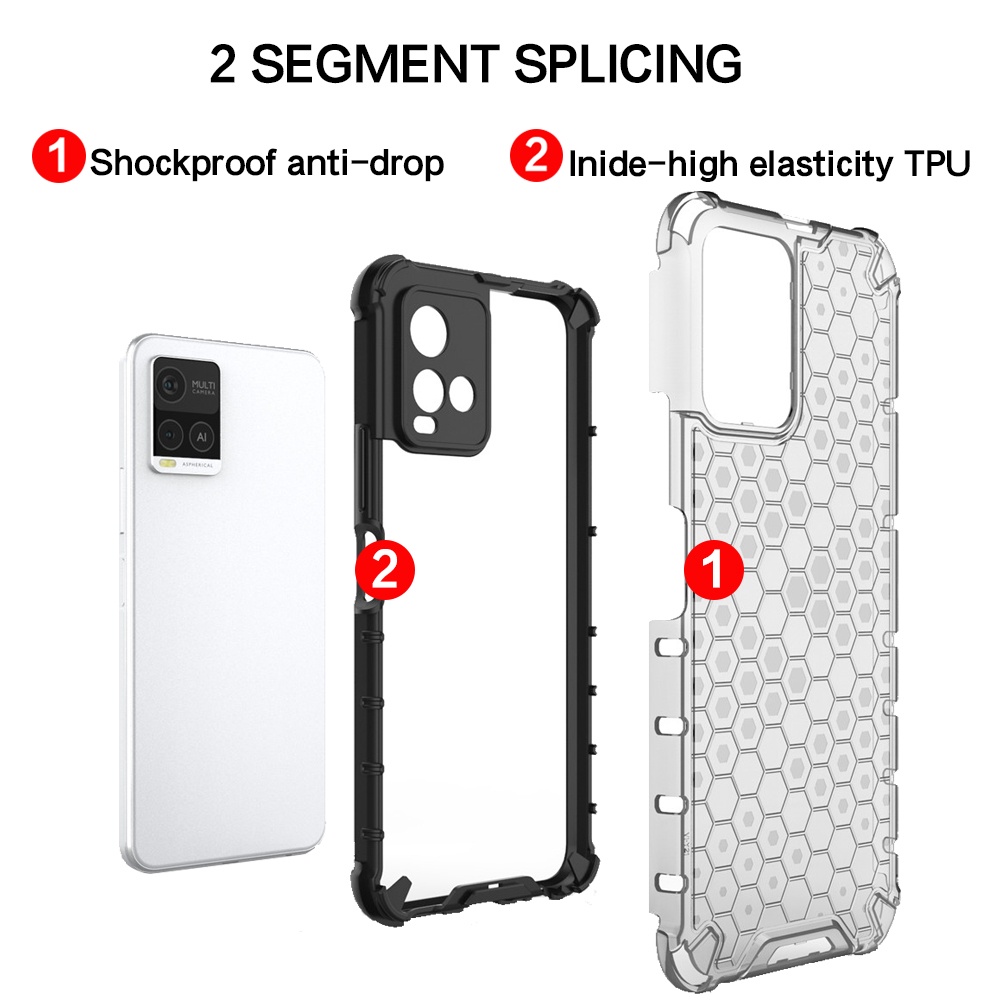 Ốp Điện Thoại PC Cứng Chống Sốc Họa Tiết Tổ Ong Trong Suốt Cho Vivo Y20 Y20i Y20s G Y21 Y73