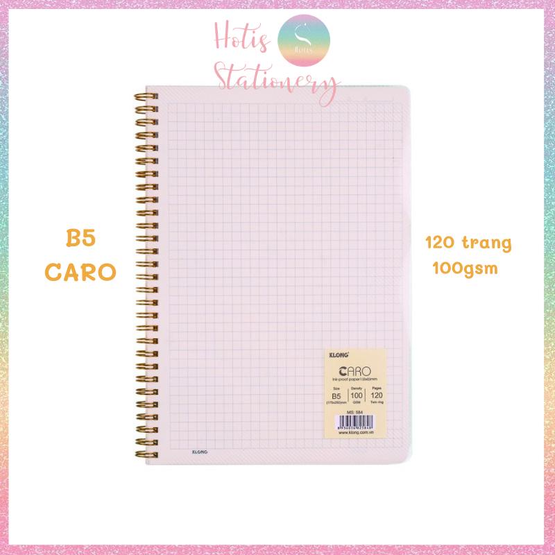 Sổ lò xo kép Klong caro mm A5/B5 120/200 trang bìa nhựa trong suốt