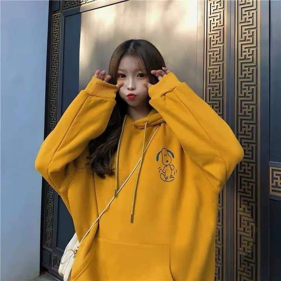 Áo HOODIE FORM RỘNG chất nỉ dày dặn in logo cún đáng yêu