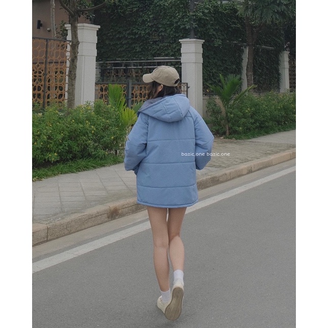 Áo khoác phao form rộng, áo khoác phao có mũ Hàn Quốc Bazic one | BigBuy360 - bigbuy360.vn